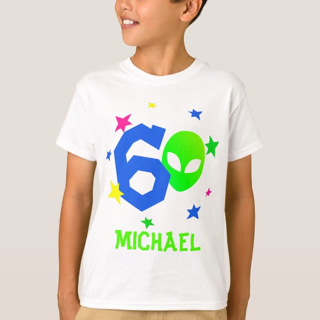 Lusnyttigt Alien-huvud - eget namn och nummer Neon T Shirt (Framsida)