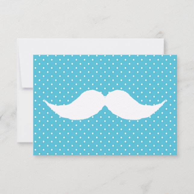 Lusnyvit mustache på Blue Polka dots Mönster (Framsida)