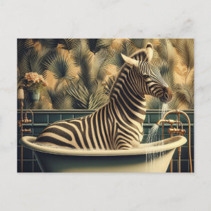 Lusnyzebra i en tropisk bäcken i Bathtub Vykort