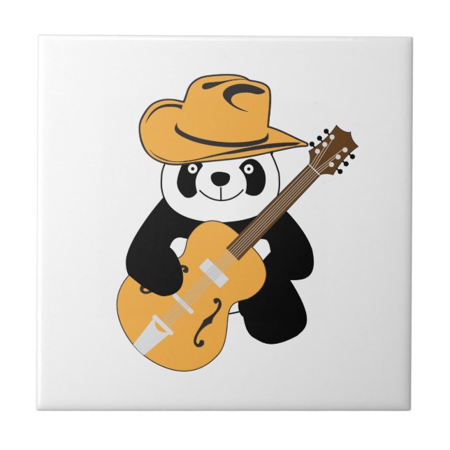 Luspanda med gitarr kakelplatta (Framsidan)