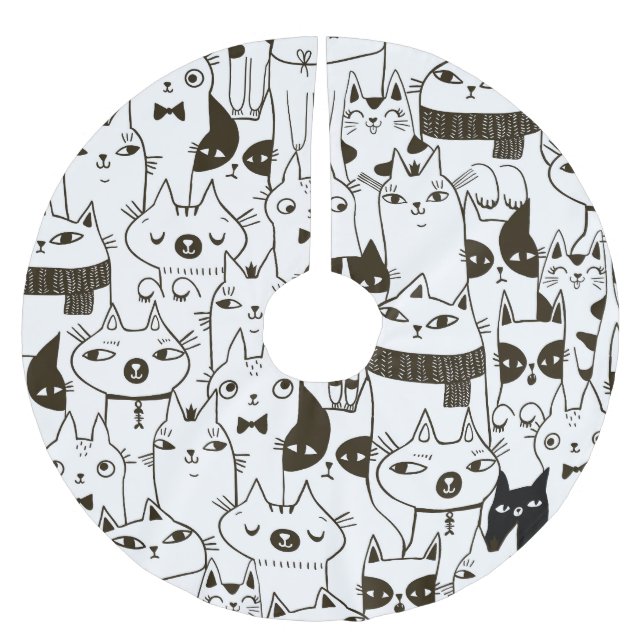 Lussande kattungar: lustig sömlös mönster. julgransmatta borstad polyester (Framsidan)
