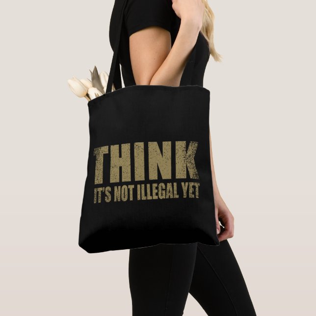 Lussarkastisk slogan vuxen humor sarkasm tygkasse (Närbild)