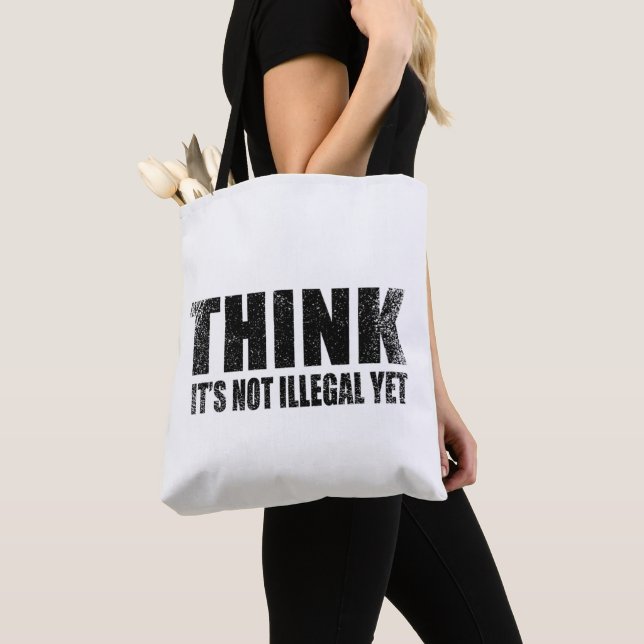 Lussarkastisk slogan vuxen humor sarkasm tygkasse (Närbild)