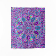 Lusslig Lila Fractal Mandala Tapestry