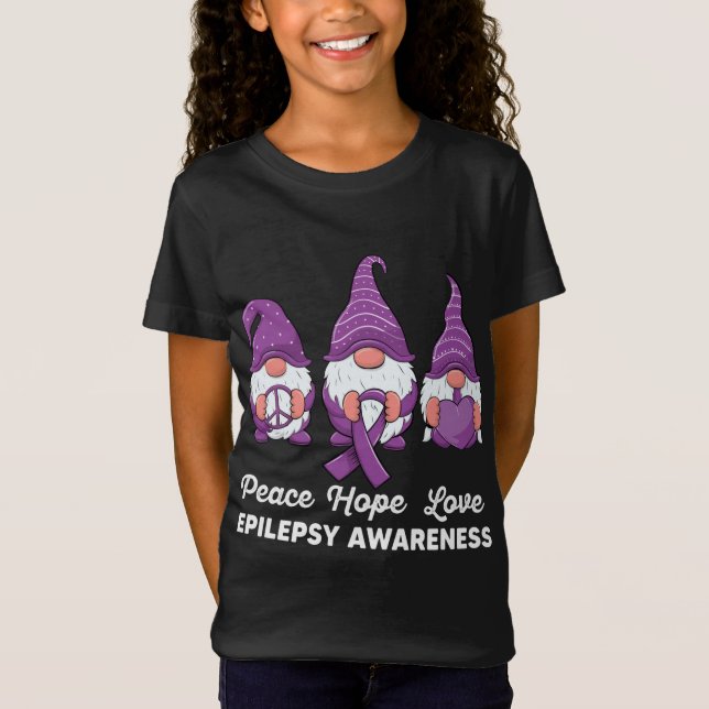 Lussöt Gnomes Peace hope kärlek epilepsy Awarene T Shirt (Framsida)