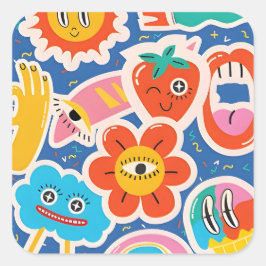 Lussöt Sticker teckning Fyrkantigt Klistermärke