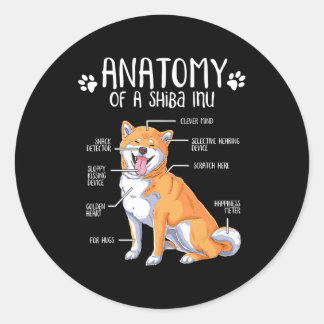Lustig anatomi shiba inu hund älskare-gåva runt klistermärke