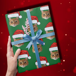 Lustig Anpassningsbar Ansikte Cat Photo Santa Hat  Presentpapper