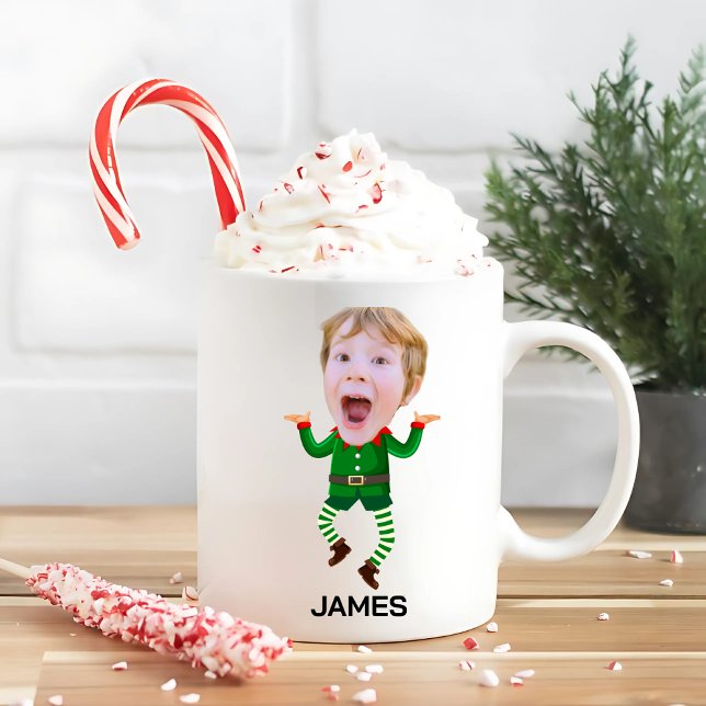Lustig Anpassningsbar Ansikte Elf-jul Kaffemugg (Skapare uppladdad)