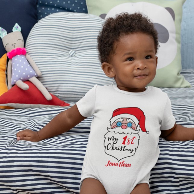 Lustig Anpassningsbar Baby Första julen Jultomten T Shirt (Skapare uppladdad)