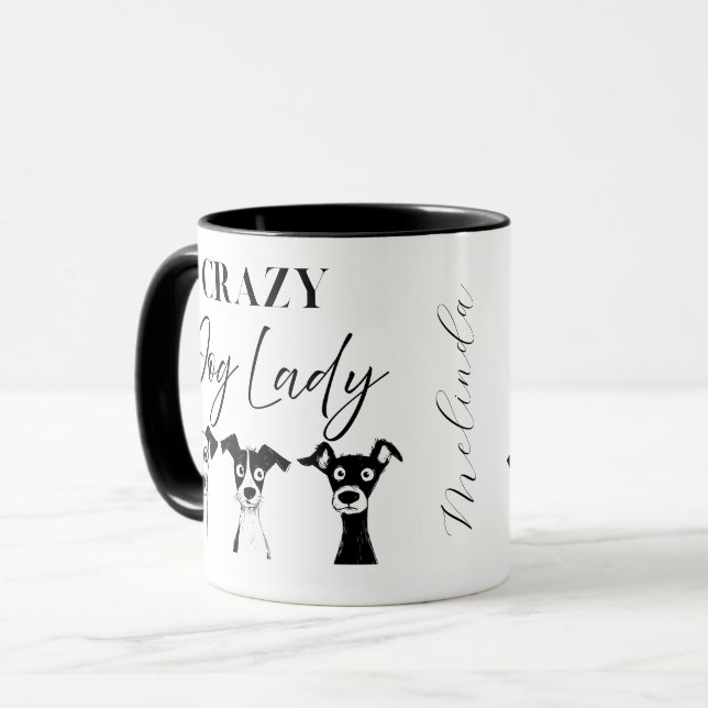 Lustig Anpassningsbar Crazy Hund Dam Mugg (Framsida vänster)