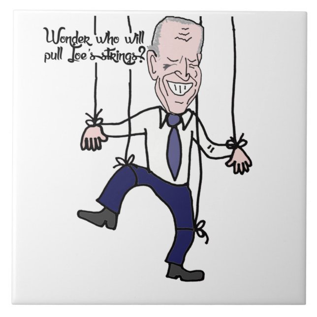 Lustig anti Joe Biden Puppet-politisk Tecknad Kakelplatta (Framsidan)