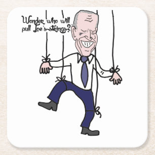 Lustig anti Joe Biden Puppet-politisk Tecknad Underlägg Papper Kvadrat