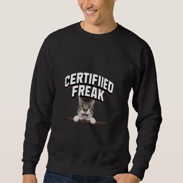 lustig Auktoriserad Freak för kattmeme Lång Ärmad Tröja (Framsida)