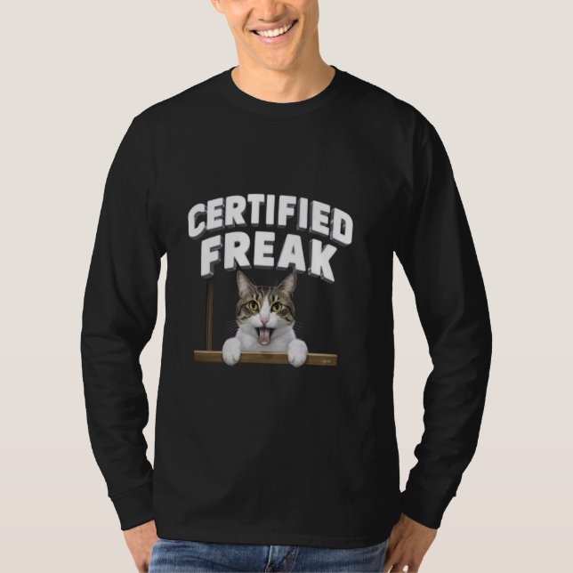 lustig Auktoriserad Freak för kattmeme T Shirt (Framsida)