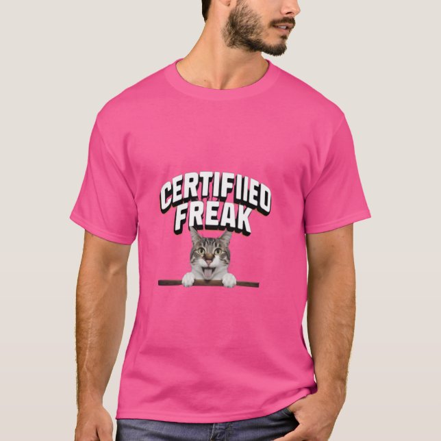 lustig Auktoriserad Freak för kattmeme T Shirt (Framsida)