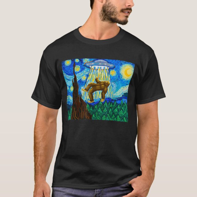 Lustig Bigfoot, Bigfoot Alien, Lusnyj Starry Natt T Shirt (Framsida)