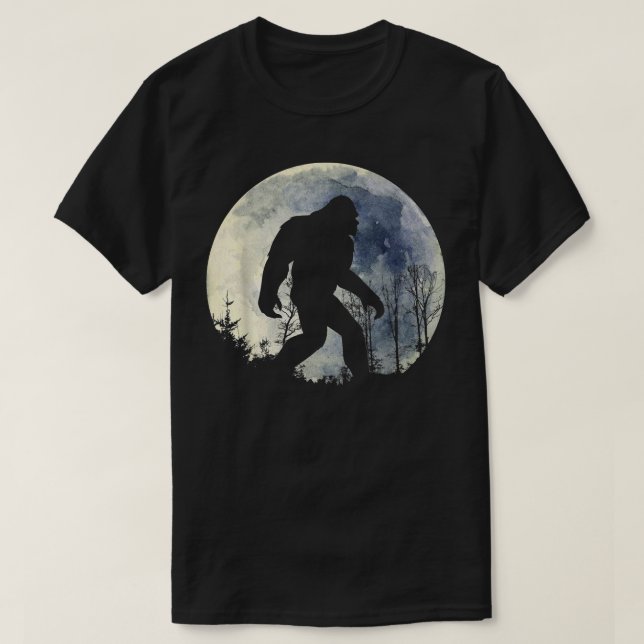 lustig bigfoot-saquatch fullt måne  t shirt (Design framsida)