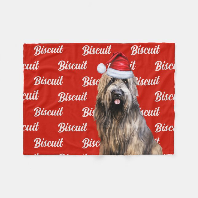 Lustig Briard Shepherd Hund Namn mönster jul Fleecefilt (Framsidan (Horisontell))