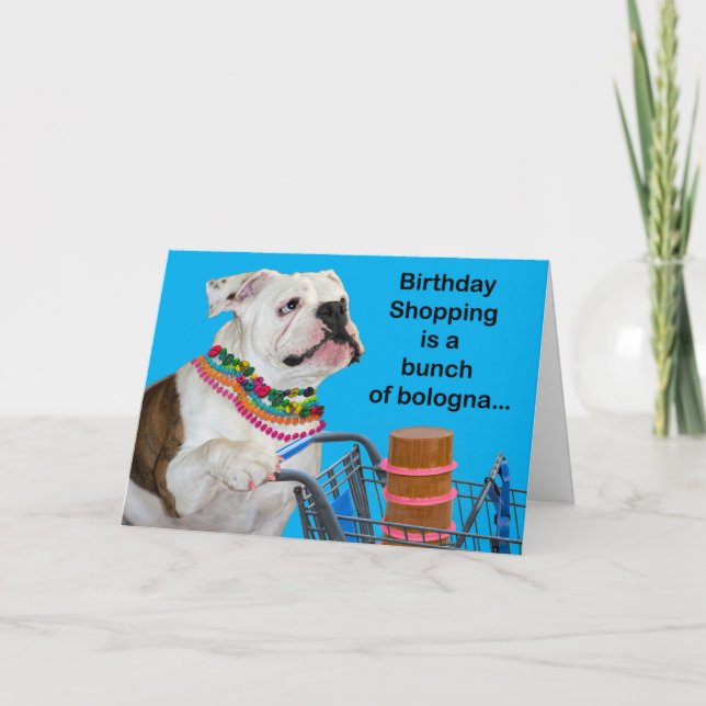 Lustig bullhund med Pärlor Bunch of Bologna Birthd Kort (Framsida)