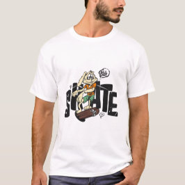 Lustig Bunny med Skateboard - "All Day Skate"-text T Shirt