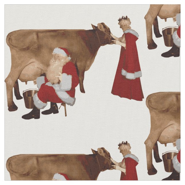 Lustig christmas Santa Mrs claus ko Tyg (Närbild)