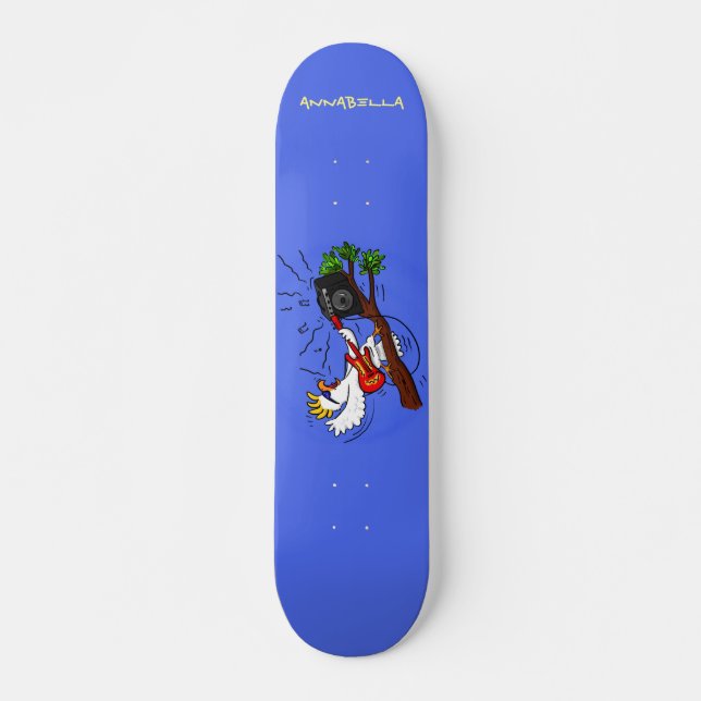 Lustig cockatoo som spelar sten guitar tecknad mini skateboard bräda 18,5 cm (Framsida)
