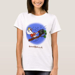 Lustig cockatoo som spelar sten guitar tecknad t shirt