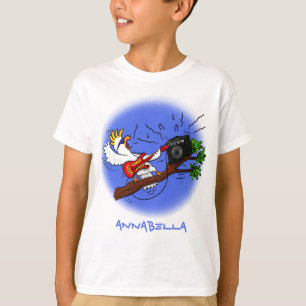 Lustig cockatoo som spelar sten guitar tecknad t shirt