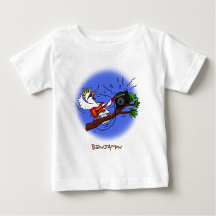 Lustig cockatoo som spelar sten guitar tecknad t shirt