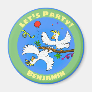 Lustig cockatoos party tecknad magnet