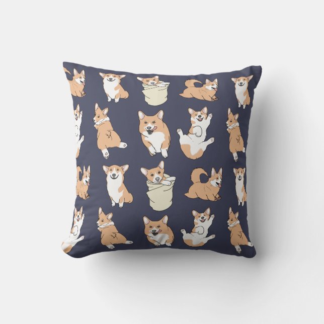 lustig corgi mönster kudde (Framsida)