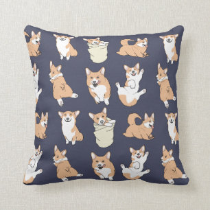 lustig corgi mönster kudde