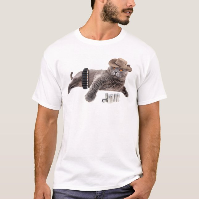 Lustig cowboy-katt tee shirt (Framsida)