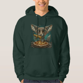 Lustig coyote som äter pizza hoodie