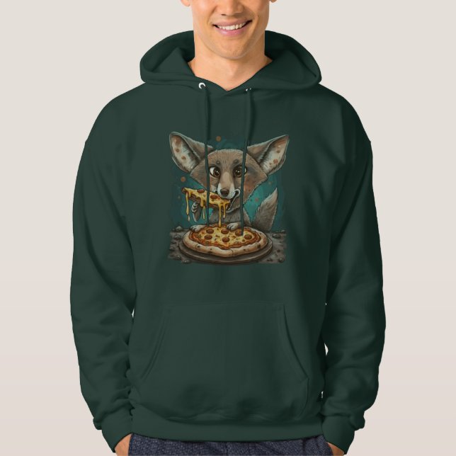 Lustig coyote som äter pizza hoodie (Framsida)
