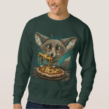 Lustig coyote som äter pizza