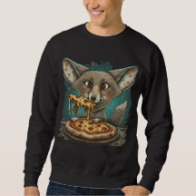 Lustig coyote som äter pizza