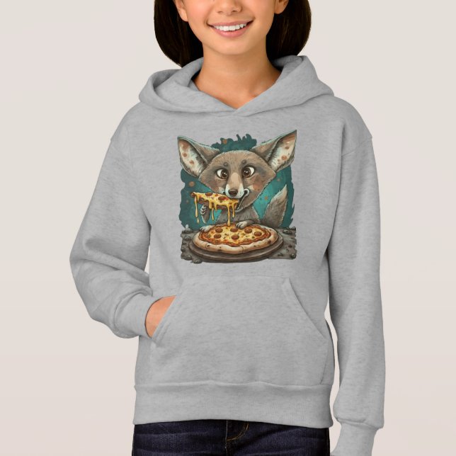 Lustig coyote som äter pizza t shirt (Framsida)