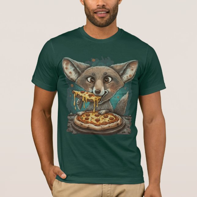 Lustig coyote som äter pizza t shirt (Framsida)