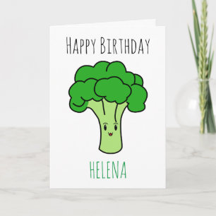 Lustig Cute Grönt Broccoli Vegan-födelsedagen Kort
