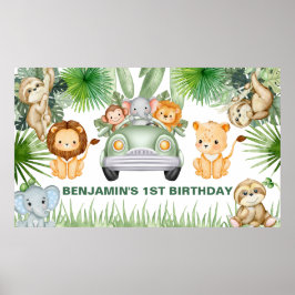 lustig Cute Vild Jungle Safari Animals Birthday Poster