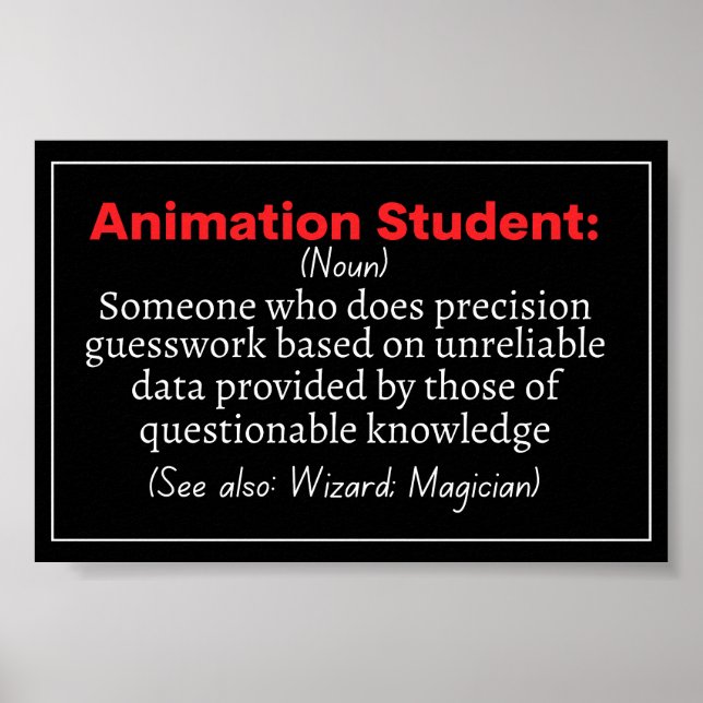Lustig definition av Animation Student Poster (Framsidan)