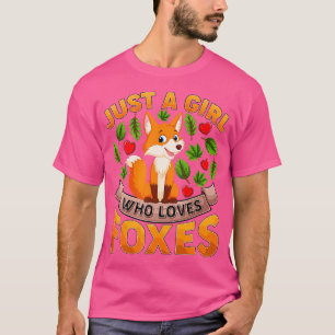 Lustig Fox Animal Lover bara en flicka som Kärlek T Shirt