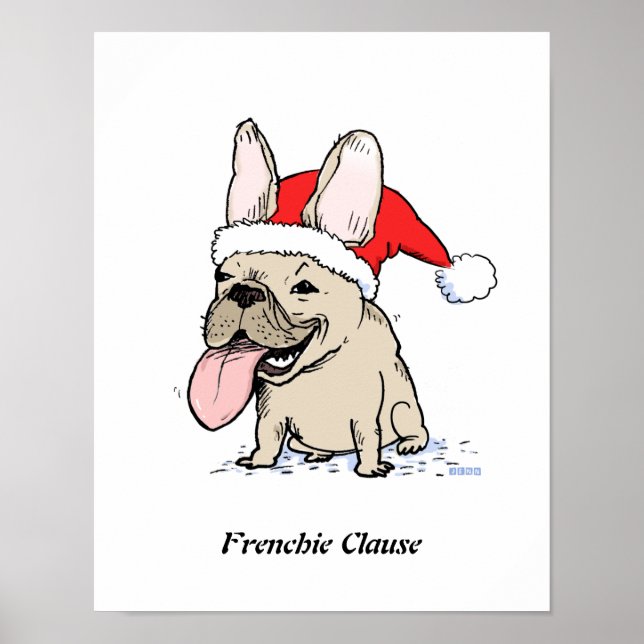 Lustig Fransk Bulldog-Helgdag Santa Hund Poster (Framsidan)