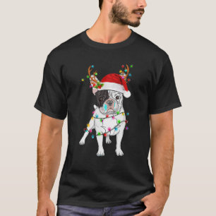 Lustig Fransk Bulldog Hund Träd jul Ljus Xma T Shirt