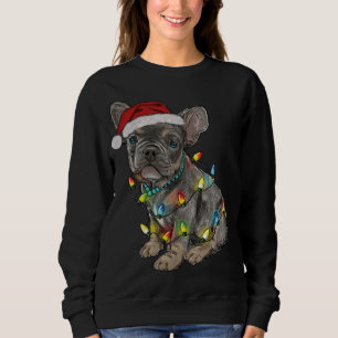 Lustig Fransk Bulldog Hund Träd jul Ljus Xma T Shirt