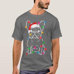 Lustig Fransk Bulldog Hund Träd jul Ljus Xma T Shirt