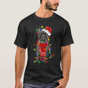 Lustig Fransk Bulldog Hund Träd jul Ljus Xma T Shirt