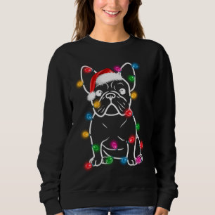 Lustig Fransk Bulldog Hund Träd jul Ljus Xma T Shirt